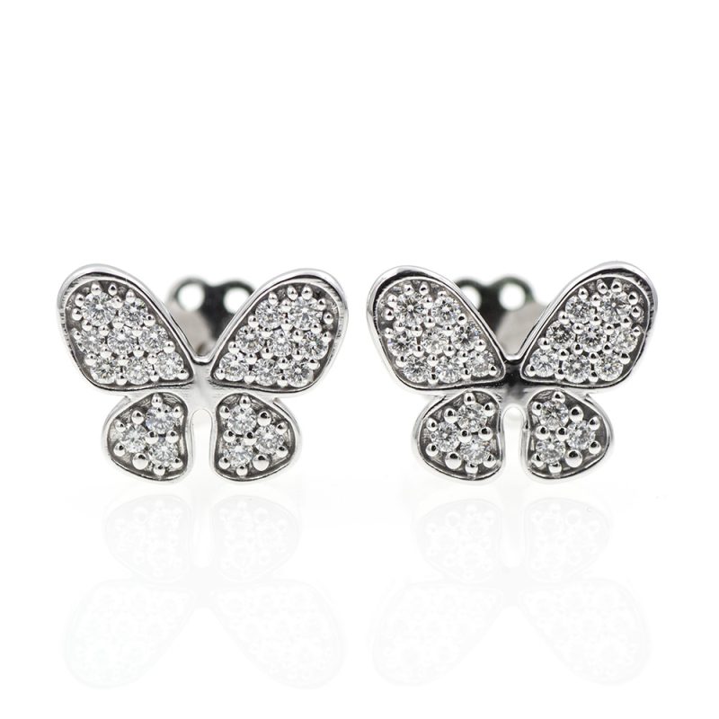 Pendientes de mariposa en oro blanco 18k/750 con 0,36 ct. de diamantes.