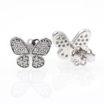 Pendientes de mariposa en oro blanco 18k/750 con 0,36 ct. de diamantes.