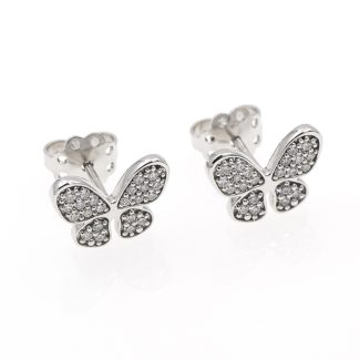 Pendientes de mariposa en oro blanco 18k/750 con 0,36 ct. de diamantes.