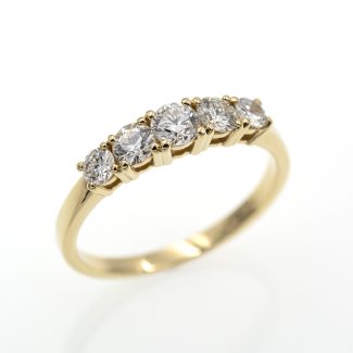 Anillo cinquillo de oro amarillo 18k/750 con 0,77 ct. de diamantes.